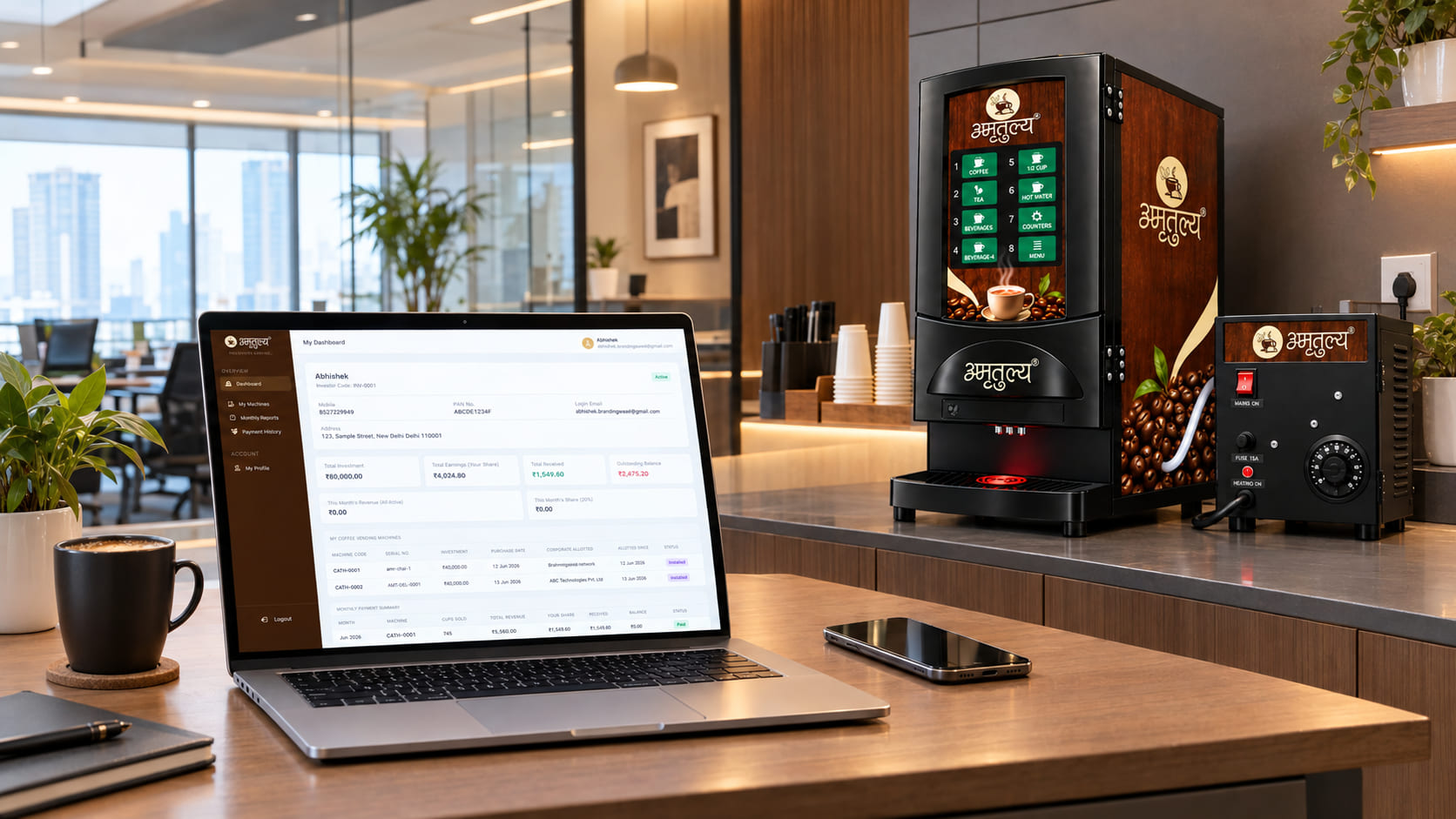 Investor tracking machine earnings on a dashboard